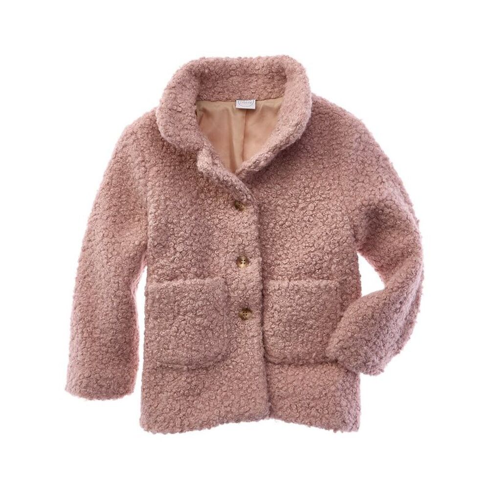 Pepa London Girls  Fluffy Pea Coat, Pink
